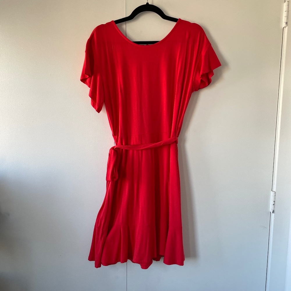 Red Loft Dress with Flutter Sleeve